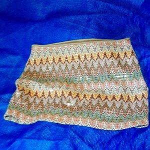 Mini-skirt NWOT sequin multi-color poly knit